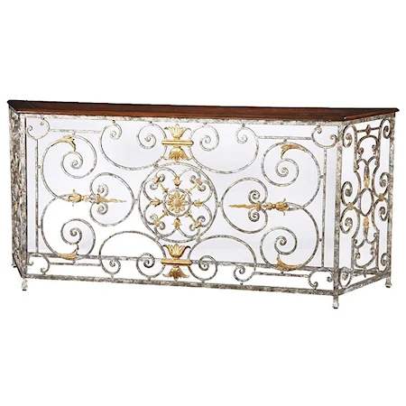 Callida Sofa Table Console with Wrought Iron Base